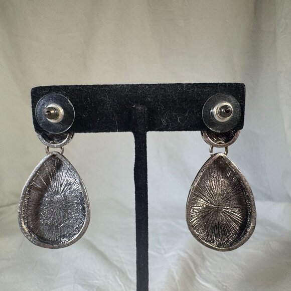 Turquoise color & Silver-Plated Bohemian Drop Earrings With Teardrop Shape - Picture 3 of 6